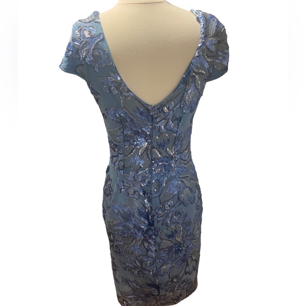 Marina De Buchi Marina Blue and Silver Sequin Cocktail Dress-size 4 - Picture 4 of 7